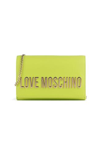 Love Moschino γυναικεία τσάντα crossbody μονόχρωμη με bold metallic logo 